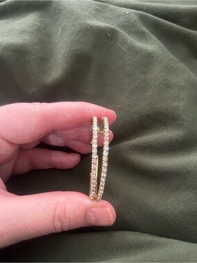 Gold Crystal Hoop Earrings - Women Jewelry